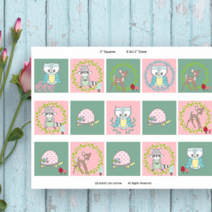 Woodland Party-2" Square-Cupcake Toppers