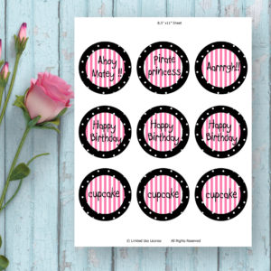 Pirate Girl-Cupcake Toppers-2" circles
