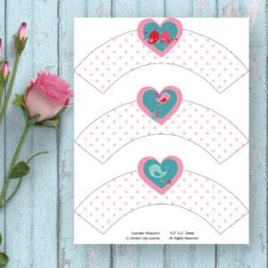 Valentine's Day Printables-Love Birds-Cupcake Wrappers