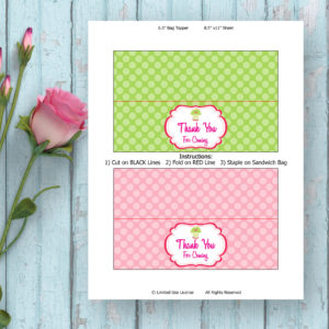 Cupcake Party-Printable Bag Topper-Thank You For Coming