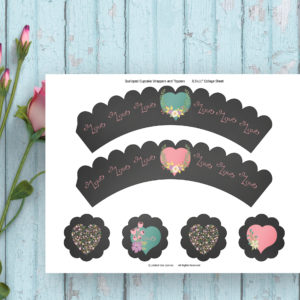 Valentine's Day Printables-Black Chalk -Cupcake Toppers