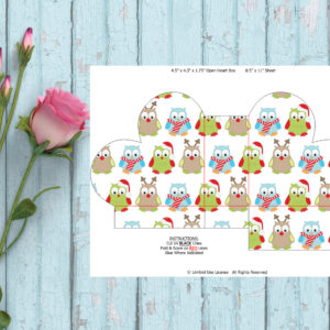 Christmas-Heart Shape Favor Box-Owls