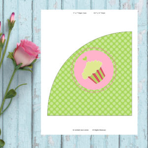 Cupcake Party-Green Paper Cone