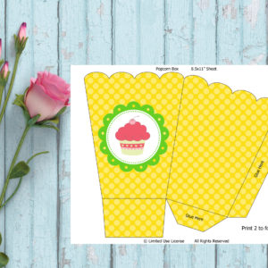 Cupcake Party-Yellow Popcorn Boxes