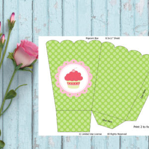 Cupcake Party-Green Popcorn Boxes