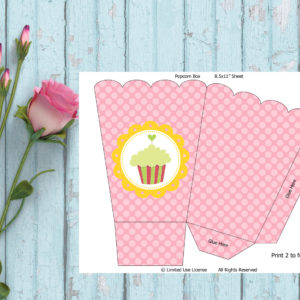Cupcake Party Pink Popcorn Boxes