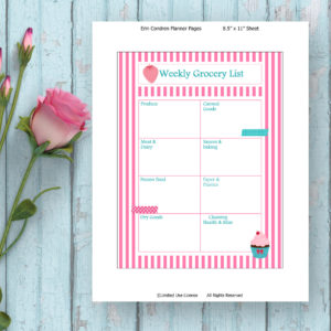 Printable Planner-Weekly Grocery List-Cupcake