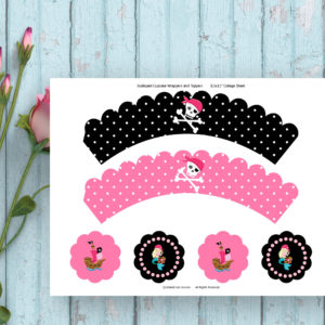 Pirate Girl-Cupcake wrapper and Toppers