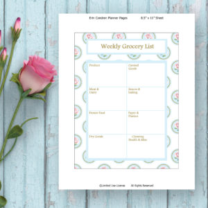 Printable Planner-Weekly Grocery List