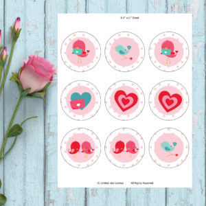 Valentine's Day Printables-Love Birds-Cupcake Toppers