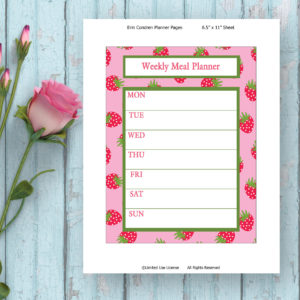 Printable Planner-Weekly Meal Planner-Strawberry