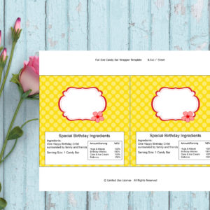 Baking Party-Yellow Chocolate Candy Bar Wrappers