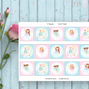 Fairy Birthday Party-2" square cupcake topper-Sticker