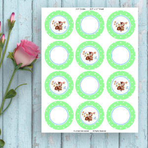 Green Round Dots Cupcake Topper-Printable Tags-Fawn