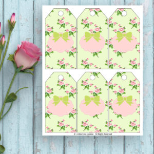 Green Flowers-Shabby Chic -Printable Tags