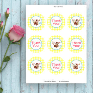 Round Fawn Yellow Printable Tags-Thank You