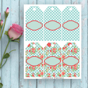 Blue And Red Flowers-Printable Tags