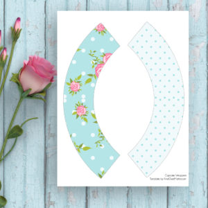 Shabby Chic-Large Cupcake Wrapper Turquoise  Flowers And Dots