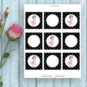 Baby Shower-Black Dots-Baby Girl Printable Tags
