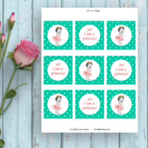 Yes I am A Princess-Baby Shower Printable Tags-Green