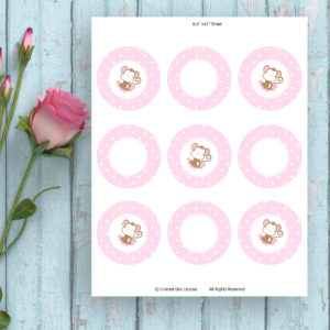Pink Round Dots Cupcake Topper-Printable Tags-Monkey