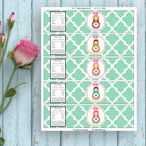 Babushka Party-water bottle labels