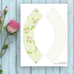 Shabby Chic-Large Cupcake Wrapper Green Flowers And Dots