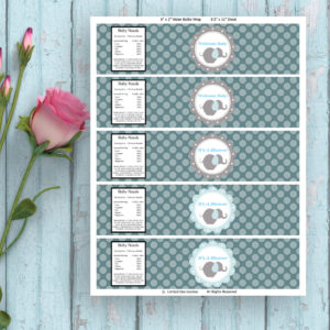 Its A Shower-Baby Elephant Shower-Water Bottle Labels