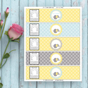 Baby Shower-Elephant-Water Bottle Labels