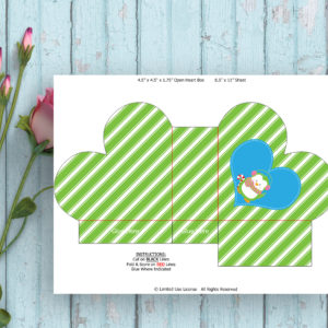 Christmas-Heart Shape Favor Box-Green Stripes