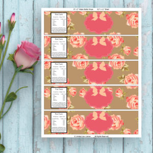 Vintage Brown Flowers-Water Bottle Wrapper